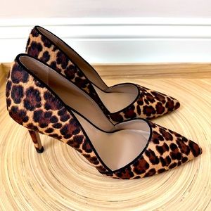 Leopard Calf hair D’orsay heels with Leather Trim - size 8.5